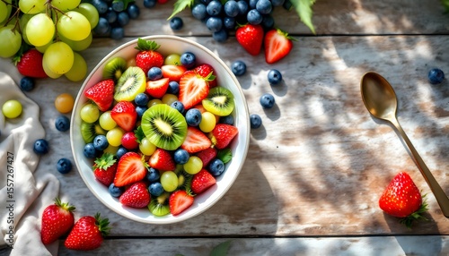 Fruit Salad with Kiwi Strawberry and Grapes