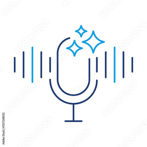 Outline icon of AI Generated Audio. Audio Creation, Speech Synthesis, Machine Learning, Voice Generation, Digital Sound, AI-Powered Audio Editing. Outline style