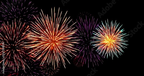 Firework explosions a computer designed as a seamless loop with a black background