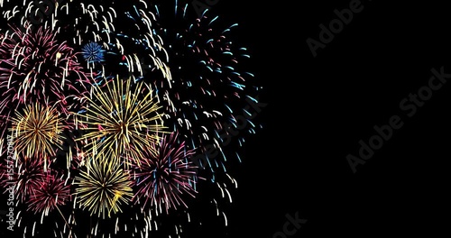 Firework explosions a computer designed as a seamless loop with a black background