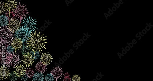 Firework explosions a computer designed as a seamless loop with a black background