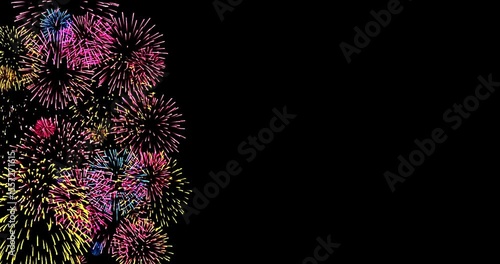 Firework explosions a computer designed as a seamless loop with a black background