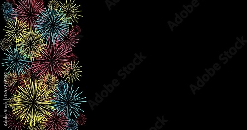 Firework explosions a computer designed as a seamless loop with a black background