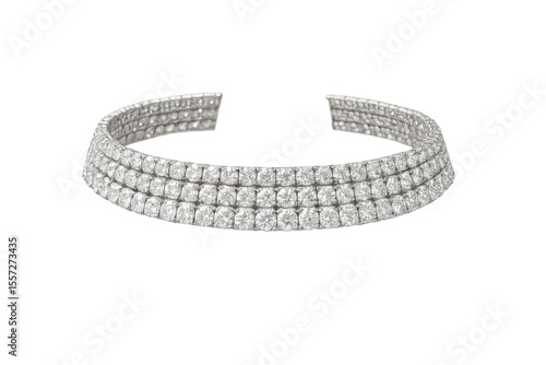 Elegant diamond choker necklace, isolated on a transparent background, luxurious