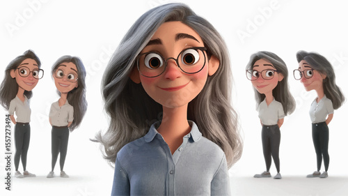 3d set of a woman in casual clothes in different poses illustration in a 3d cartoon style. Fashion teen girl model vector characters set wearing stylish dress with different hairstyles vector.