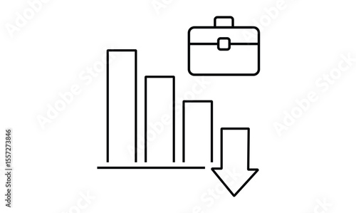Fotografija Employment decline concept outline icon isolated on transparent background flat vector illustration