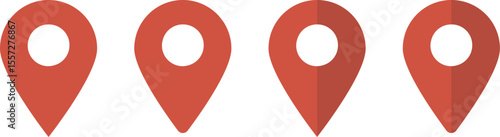 イラスト素材：マップのピン　ベクター　赤　オレンジ　red pin point. pin location icons.