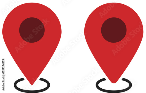イラスト素材：マップのピン　ベクター　赤　オレンジ　red pin point. pin location icons.