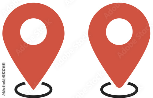 イラスト素材：マップのピン　ベクター　赤　オレンジ　red pin point. pin location icons.