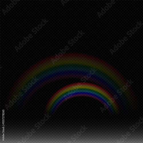 Rainbow icon, rainbow. Raindrops on a black background. Rainbow shimmering on a transparent background. Downpour, hail, rainy weather. png