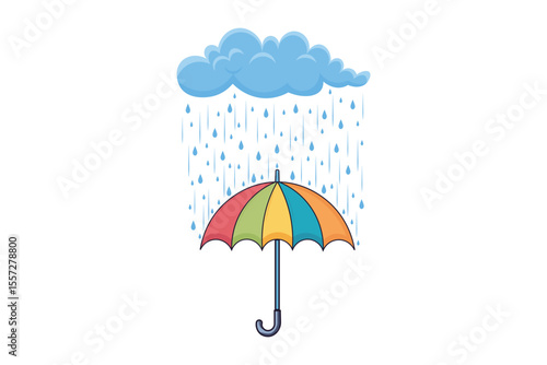 Billede på lærred Seamless background with umbrella and raindrops, flat pastel vector illustration