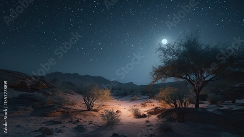 Desert Night with Moonlit Path.