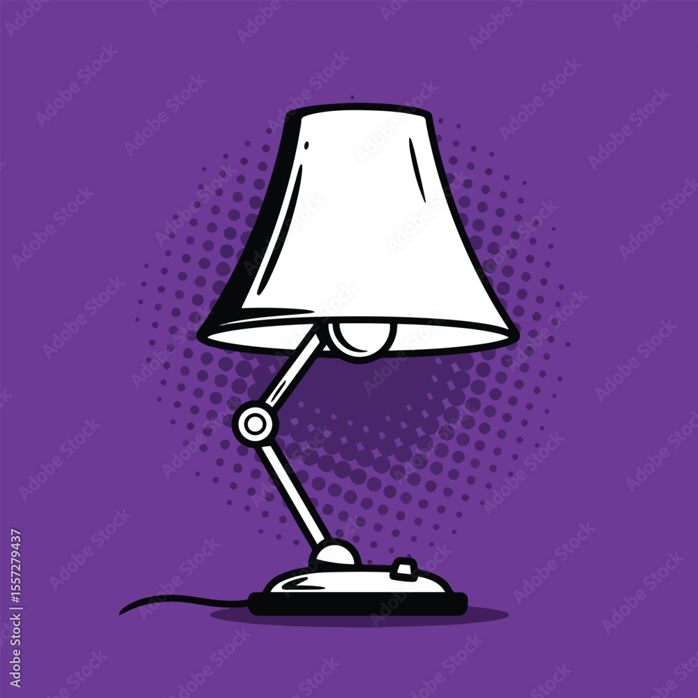 Obraz premium decorative lamp pop art icon with violet halftone background