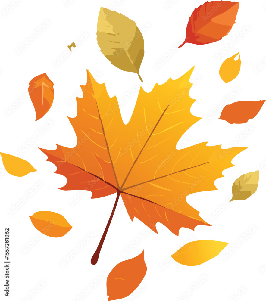 Naklejka premium Joyful Leaf Leaping Through a Gust of Autumn Wind