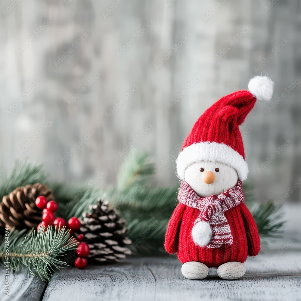 Snowman decoration with festive elements in winter Snowman decoration with festive elements in winter
