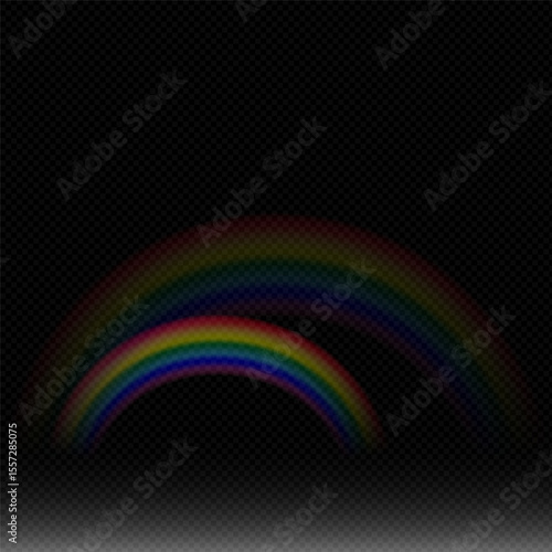 Rainbow icon, rainbow. Raindrops on a black background. Rainbow shimmering on a transparent background. Downpour, hail, rainy weather. png