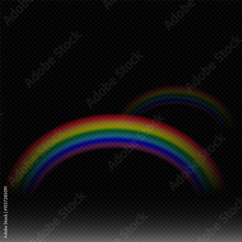 Rainbow icon, rainbow. Raindrops on a black background. Rainbow shimmering on a transparent background. Downpour, hail, rainy weather. png