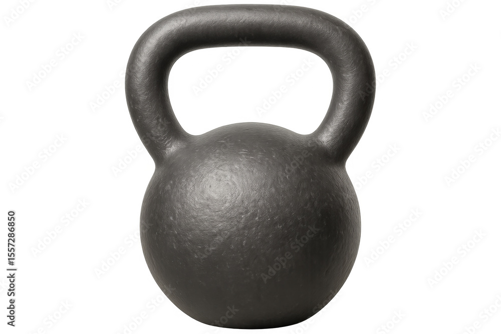 Fototapeta premium Classic black kettlebell isolated on transparent background, ideal for gym workouts and strength training