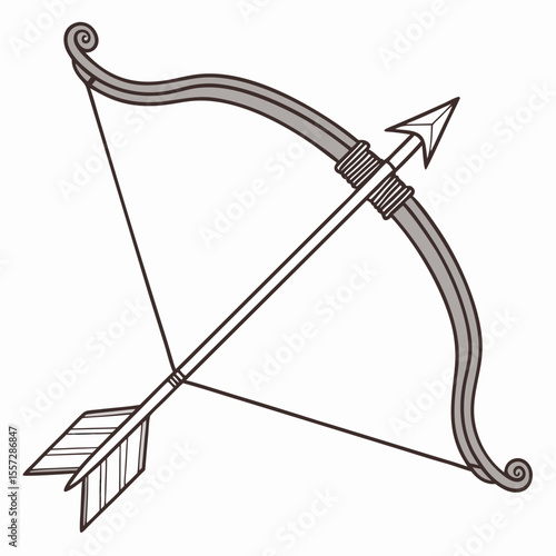 Gray bow and arrow illustration archery sport