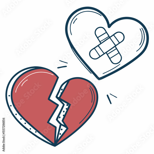 Broken heart mended with bandage love