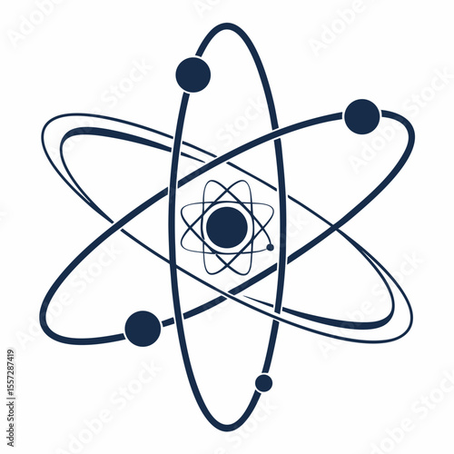 Atomic structure symbol with orbiting electrons science