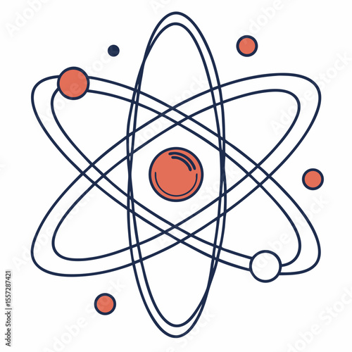 Atomic structure illustration with orbiting electrons