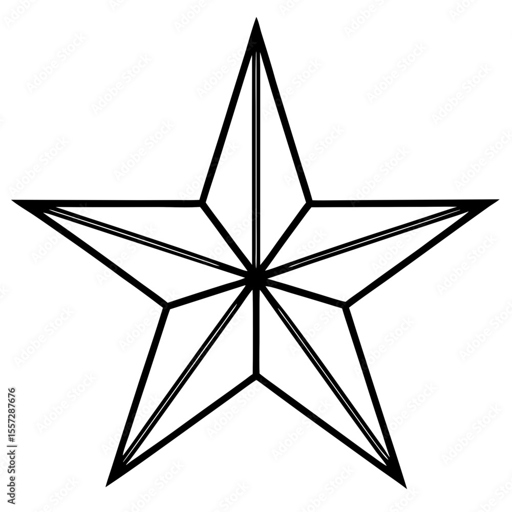 Fototapeta premium Holiday Star Outline Line Art Design