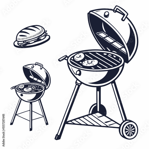 Barbecue grills cooking food outdoor