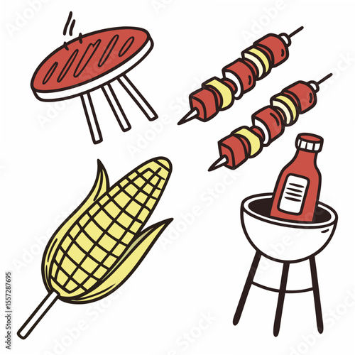 Barbecue food and grill items steak corn