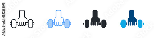 Strength Icon Set Multiple Style. Designed In Outline, Blue, Glyph, Dual Tone