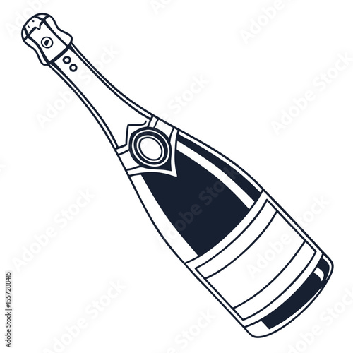 Elegant champagne bottle outline alcoholic beverage
