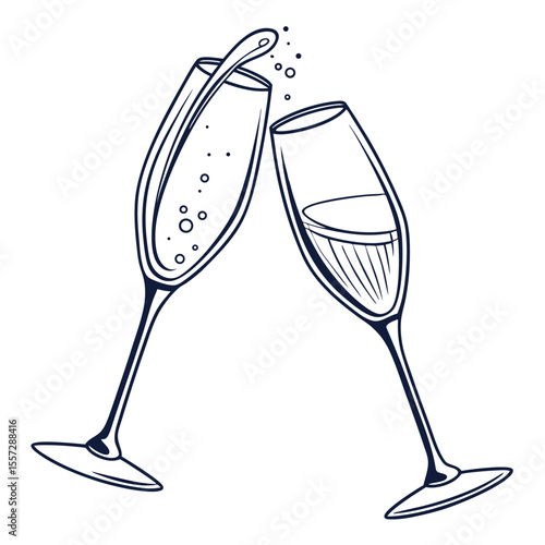 Sparkling champagne glasses clinking toast celebration