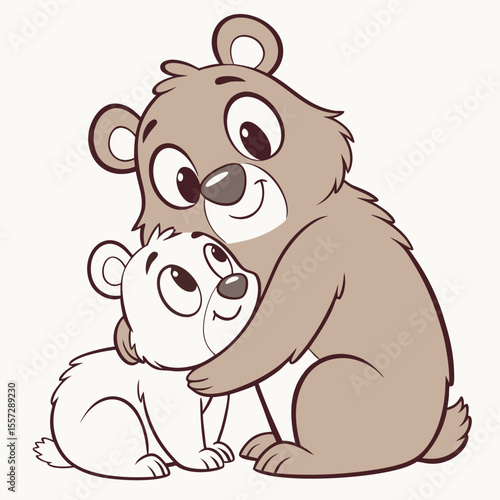 Two adorable bears hugging warmly cubs cuddling