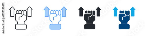 Determination Icon Set Multiple Style. Designed In Outline, Blue, Glyph, Dual Tone