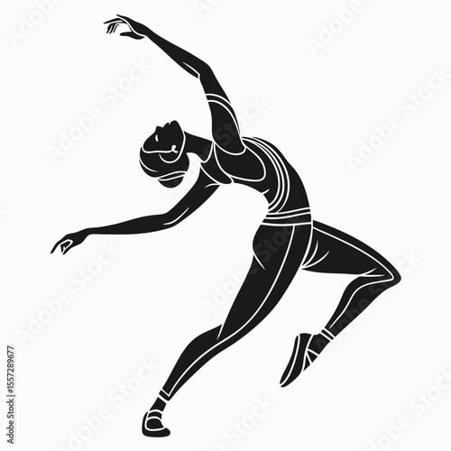 Graceful dancer in black ballet silhouette
