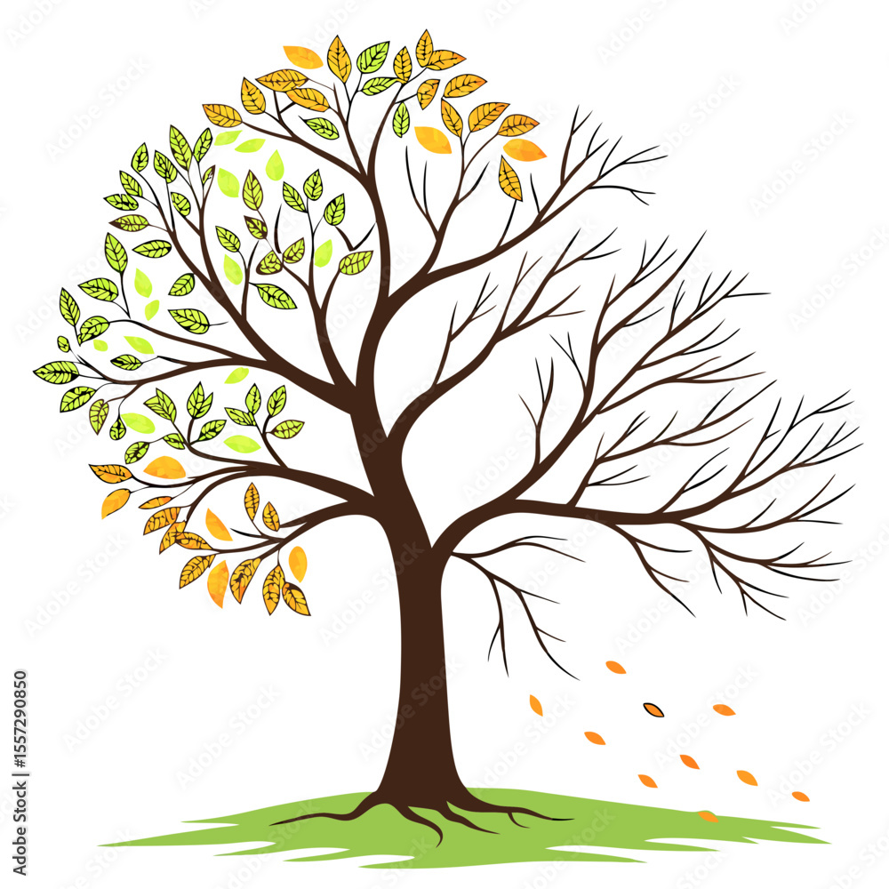 Obraz premium Spring Summer Autumn Winter Tree Cycle seasons