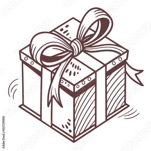 Gift box with bow and ribbon present
