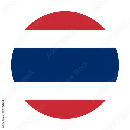 Round Vector Illustration of the Thai National Flag - A Circular Design Featuring the Iconic Stripes