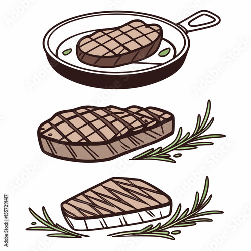 Grilled steak with rosemary garnish food meat