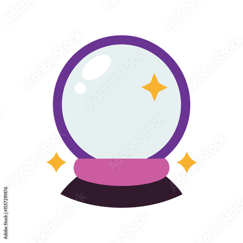Crystal ball fortune teller mascot on white background