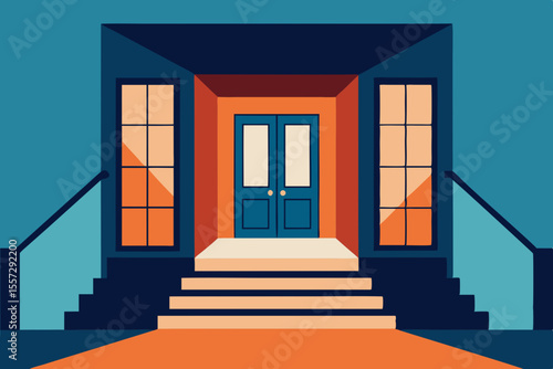 A Wide Shot Of A House Entrance Hall With A Staircase Leading To The Upper Floor
