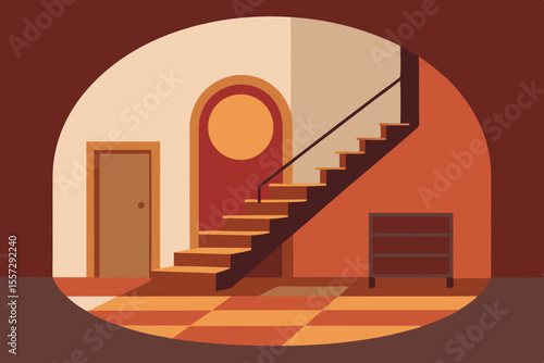 A Modern And Cozy Home Foyer Featuring A Wooden Staircase And A Welcoming Vibe