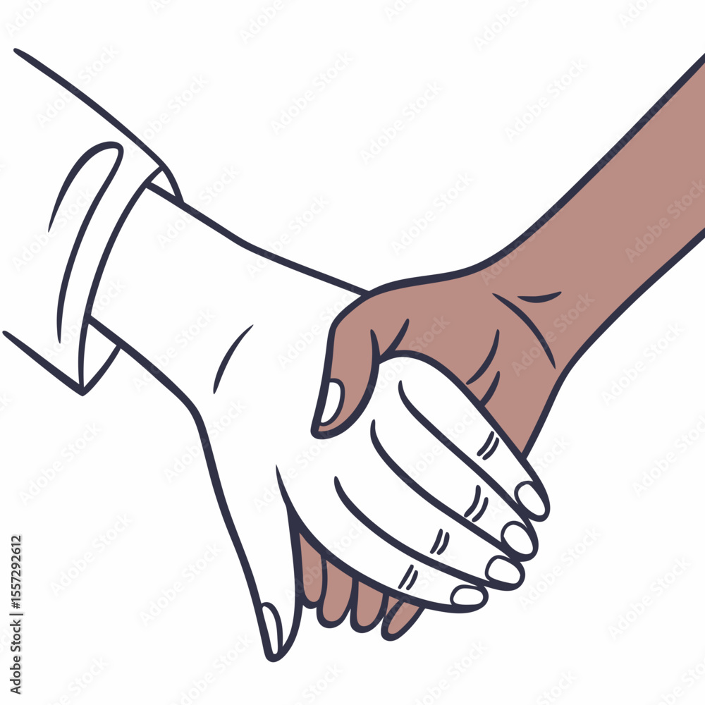 Fototapeta premium Two hands holding on white background holding hands