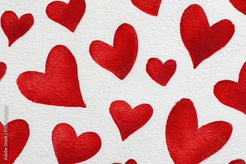 Vibrant red hearts seamless pattern on crisp white background for romantic themes, special events, and personalized greeting cards