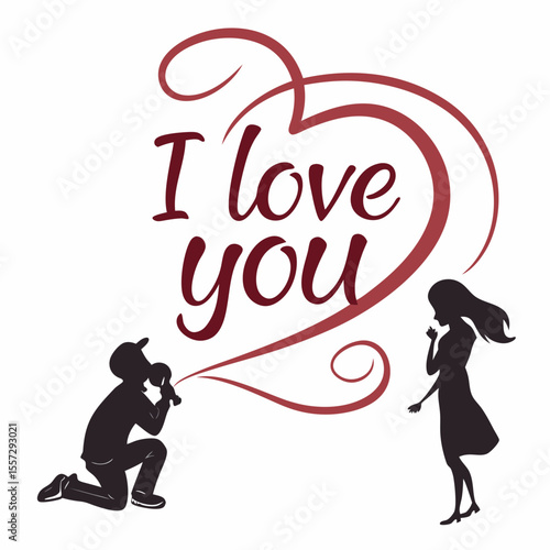 Couple declaration heart text love romance