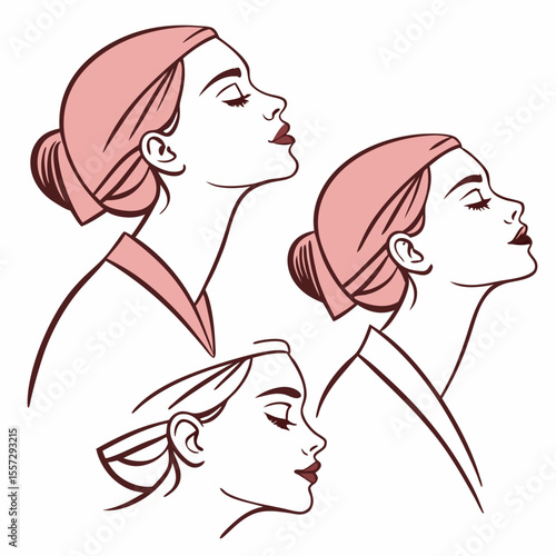 Elegant women profile illustrations beauty
