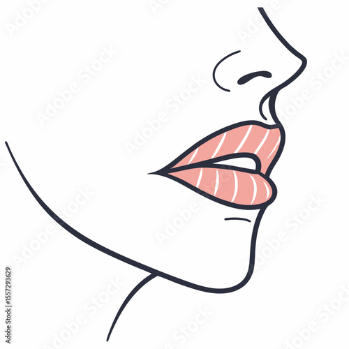 Woman lips profile illustration mouth beauty