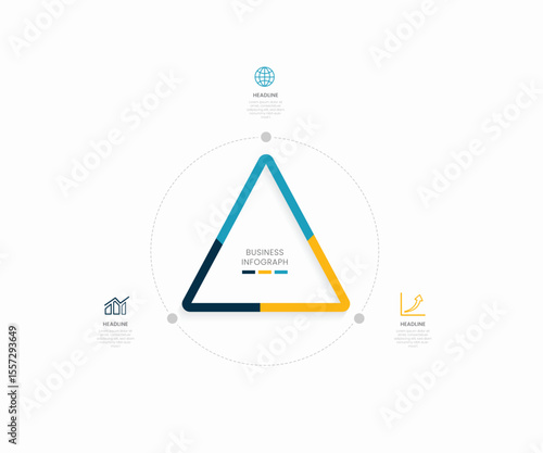 triangle shape 3 section business infograph 