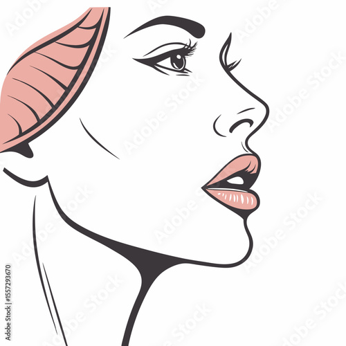 Elegant Woman Profile With Pink Lips face beauty