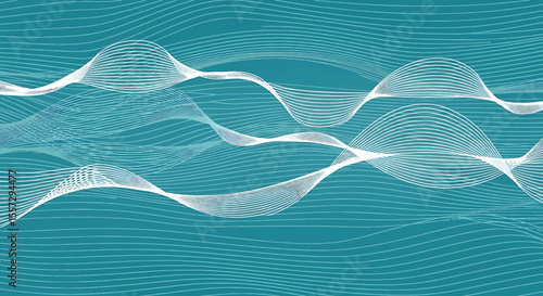 Abstract Teal and White Wave Pattern Background